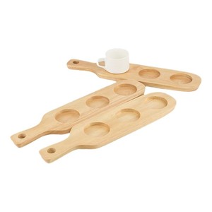 Bamboo Wood <b>Beer</b> Tasting Tray With Handle 3 Cup Capacity Serving Rack For Residential Use - Product Image 5