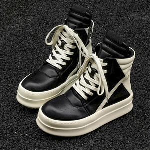 025 2026 Nouveau style Chaussures de marche et de course à plateforme triangulaire inversée à lacets pour hommes Automne Hiver Noir Blanc Mode Mixte - Product Image 3