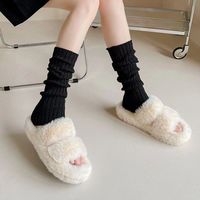 Ladies White Knitted Floral Pattern Slouch Socks Custom Logo Thick Long Crew for Winter Breathable Scrunch Socks for Women