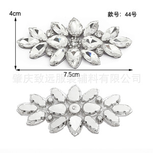 Floral Glass Rhinestone <b>Applique</b> For Wedding Dress DIY Clothing Trim Summer 2025 Guangzhou Made AB169 - Product Image 3