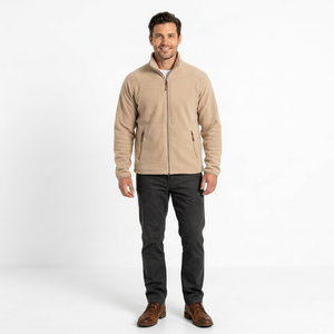 Chaqueta de Forro Polar Cálida para Hombre con Cremallera Completa, Cuello Alto Suave, Ropa Casual de Invierno para Exteriores, Proveedor de Ropa Personalizada - Product Image 1