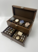 Boîte à montre en bois gravée de luxe personnalisée Sunshine, étui à montre, boîte à bijoux pour bagues, boucles d'oreilles, colliers, fermeture à boucle