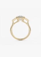 Bague de fiançailles en or massif 14K 18K avec trois diamants de laboratoire taille Asscher et baguette conique, couleur D-E, pureté VS-VVS, 1-3 carats