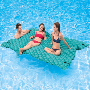 B03 F Intex 56841 PVC <strong>Inflatable</strong> Floating <strong>Mat</strong> <strong>Lounge</strong> Blue Pool <strong>Float</strong> Tote-N-<strong>Float</strong> Wave Air Mattress 290x226cm 2 Air Chambers - Product Image 3