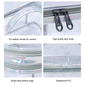 Sac cosmétique transparent en PVC, double couche, organiseur de maquillage de voyage, trousse de toilette imperméable avec fermeture éclair, pochette de rangement pour femmes - Product Image 4