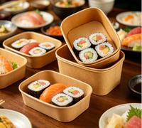 Boîte à lunch jetable robuste en papier kraft carré, imperméable et résistant aux UV, pour événements intérieurs et extérieurs, vente en gros