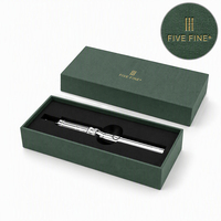 Boîte à stylos de luxe en carton vert, blanc et bleu, en papier spécial, vide, avec couvercle et base