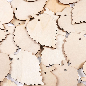 Colgantes de <span class=keywords><strong>Hojas</strong></span> de Madera Sin Terminar, Piezas de Madera en Blanco para Pintar, Adornos Colgantes para Proyectos de Arte y Manualidades - Product Image 4