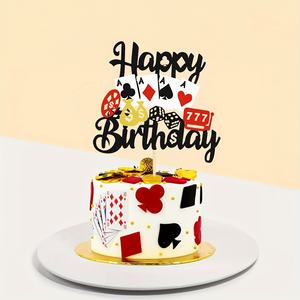 Décoration de gâteau de <span class=keywords><strong>casino</strong></span>, jeu de poker, joyeux anniversaire, décoration de soirée sur le thème du <span class=keywords><strong>casino</strong></span> de Las Vegas, fournitures pour fête d'anniversaire - Product Image 5