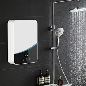 Pemanas air panas elektrik 110V 220V, tanpa tangki instan kamar mandi tanpa tangki Set Pancuran termostat aman otomatis pintar