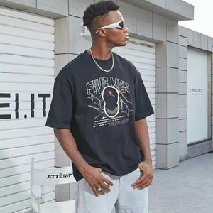 T-shirt en coton 100% tricoté surdimensionné vintage pour homme de haute qualité, logo personnalisé, impression numérique, style décontracté, shorts d'été rapides - Product Image 2