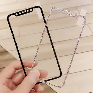 Lüks 3D Bling Sparkle elmas telefon ekran koruyucu için iphone 7 8 11 12 13 temperli cam ekran koruyucu