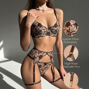 AMZ 2026 <strong>Best</strong>-Selling Heavy-Duty Embroidered Lace-Trimmed Lace-Up Lingerie <strong>Set</strong> (3-Piece <strong>Set</strong>) - Product Image 2