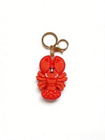 Porte-clés animaux marins perlés à la main style dessin animé, mini perles rondes incrustées, coquille de crevette, homard, breloque de sac, souvenirs de plage, cadeau pour femme