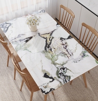 Couverture de table transparente en PVC imprimée au laser, film plastique à motif floral souple et imperméable, techniques non tissées pour tables à manger à domicile