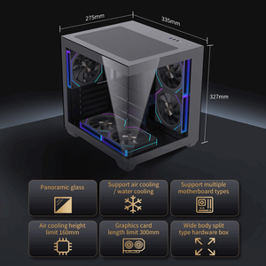 Lovingcool Factory Design Gaming Pc Case Matx <span class=keywords><strong>Itx</strong></span> Mid Tower <span class=keywords><strong>Computer</strong></span> Case Gehard Glas Zwart Desktop Chassis Case - Product Image 6
