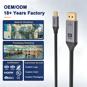 Câble vidéo USB-C vers DP haute définition 8K, câble USB Type C haute vitesse vers DisplayPort 1.4 - Product Image 1