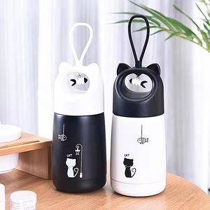 350ml Stainless Steel Double Wall Cute Children Cartoon Water <b>Bottle</b> Kids Rabbit Lids Leakproof Tumbler Vacuum <b>Flask</b> with Rope - Product Image 2