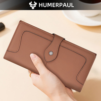 Portefeuille pour femme en cuir véritable HUMERPAUL avec blocage anti-RFID, plusieurs emplacements pour cartes et pochette pour téléphone, sac à main en cuir original