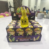 Jouet anti-stress Halloween en forme de bouteille de bière à presser avec expressions mignonnes, boîte mystère, jouet sensoriel souple à rebond lent pour soulager le stress