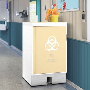 Armadio per la Separazione dei Rifiuti con Pedale in Acciaio Inox Ecologico 820mm per Uso Ospedaliero con Sistema a Doppio Contenitore e Rivestimento Antibatterico - Product Image 6