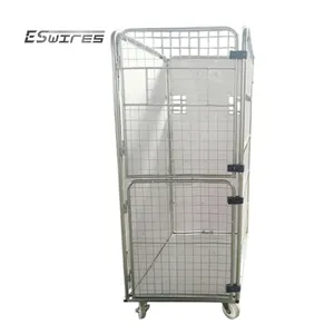 Practical industrial flexible mobile laundry trolley transfer storage cage logistics roll container