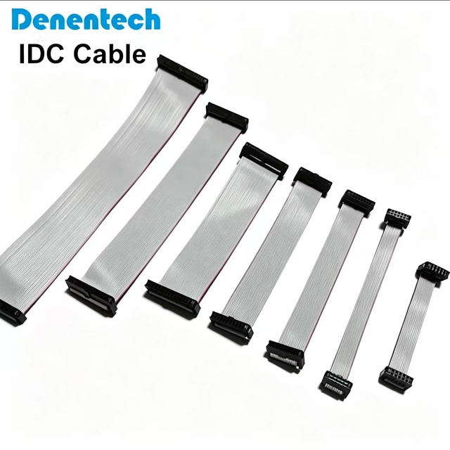 Denentech 16P IDC Flat Ribbon Cable 2.54mm Pitch Grey Flat Wire Harness for Industrial PLC & LED Screen Connection