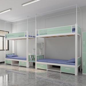 Четырехкомнатная кровать с металлическим каркасом, нижний стол для студентов колледжа, общежитие, верхние нижние двухъярусные кровати, конструкция приподнятой кровати - Product Image 4