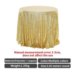 Nouvelle nappe ronde argentée à paillettes noires pour décoration de fête, nappe beige scintillante pour mariage - Product Image 2