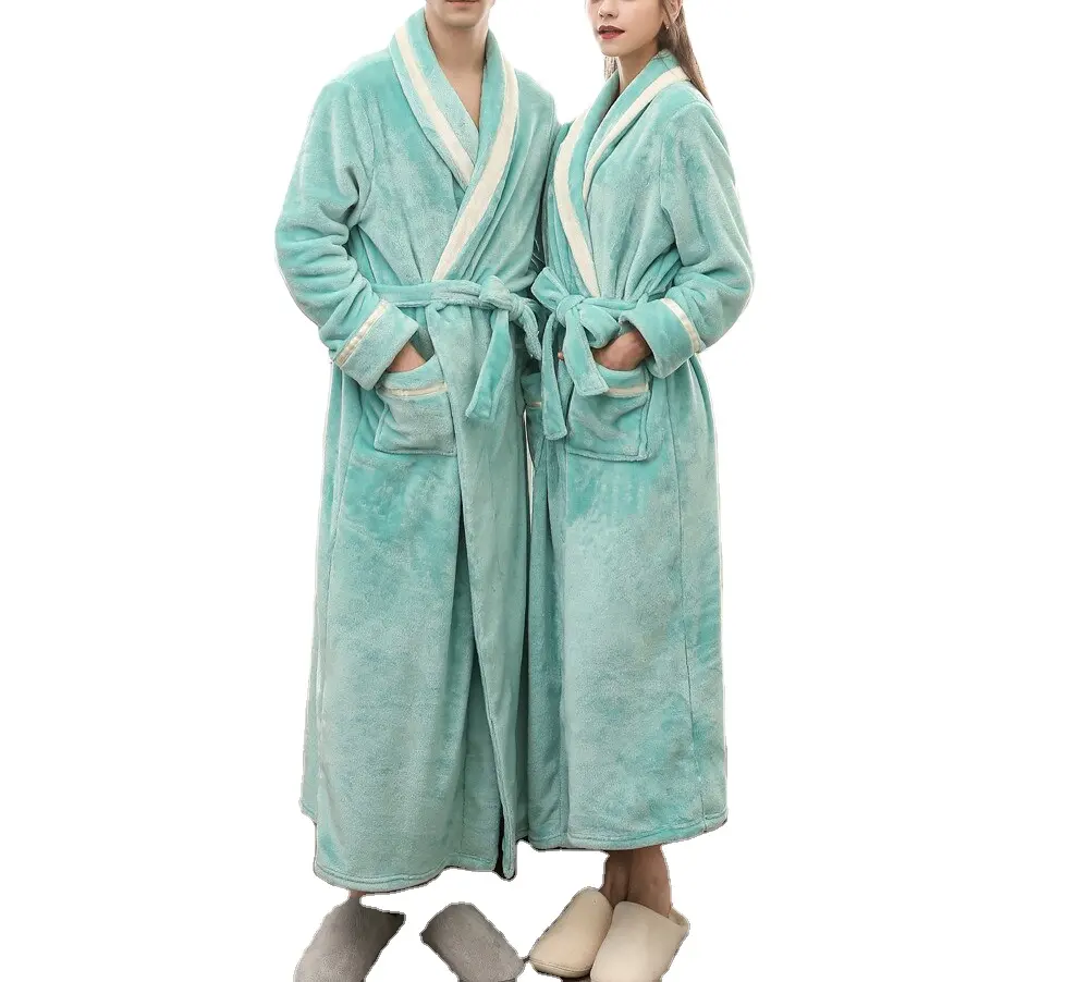 Lüks bayan yumuşak kapşonlu bornoz pijama çift pijama sabahlık ev ceket