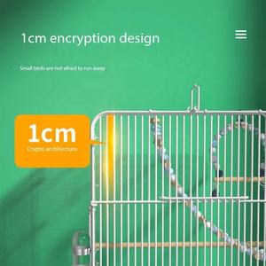 Grande gabbia per uccelli da interno in acrilico e acciaio inox gabbia per uccelli quadrata ornamentale con chiusura a bottone a pressione - Product Image 4