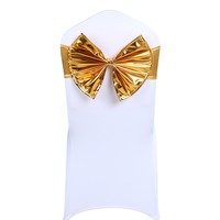 Vente en gros usine : Bandeaux de chaise fantaisie en spandex extensible avec nœud papillon pour la décoration de mariages, fêtes et banquets