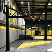 Support de basketball fixe en métal pour installation en terre avec panneau arrière en verre trempé et panier détachable pour entraînement intérieur/extérieur