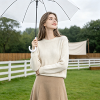 Tendance 2026 Pull ras du cou oversize 100% cachemire pur pour femme, tricoté à la machine Stoll, luxe discret, hiver, 270g, Usine de Zhejiang, Chine