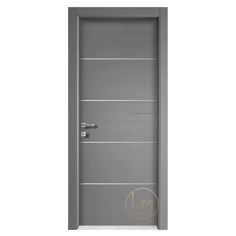 Vendita diretta in fabbrica 4 pannelli shaker grigio scuro pre appesi 32x79 porte interne in legno per camera da letto