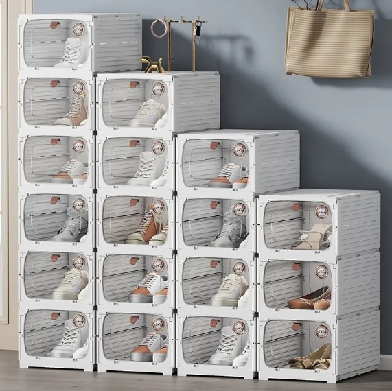 Free Installation Thickened Shoe Rack Dustproof Simple Foldable Integrated Transparent Plastic Shoe Cabinet Storage Box