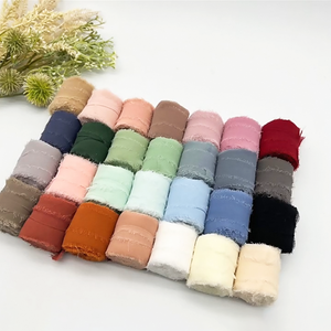 Pita sutra poliester multi warna pita tepi berjumbai buket pernikahan pita kemasan hadiah dekorasi - Product Image 1