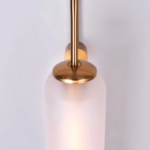 Applique murale LED moderne en métal brossé doré avec globe en verre dépoli pour salon et éclairage extérieur de maison, Lampes murales - Product Image 5