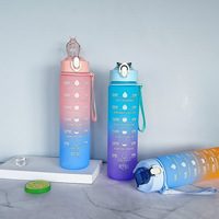 Ensemble de trois bouteilles d'eau sportives en PC de 800 ml, résistantes aux hautes températures, cylindriques, dégradé numérique, givrées