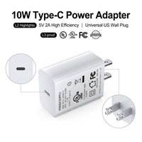 Cargador de Teléfono Móvil USB-C de 10W 5V/2A con Certificación Dingfeng/FCC/CUL/DOE6, Protección Contra Sobrecarga para Suministro de Energía Seguro, EE. UU.
