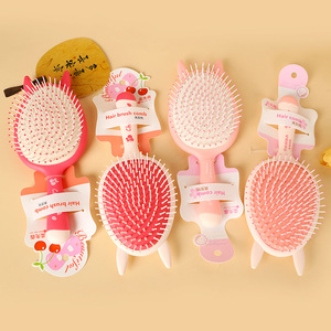 Cepillo para el cabello, peine rosa con cojín de aire de dibujos animados, peine de masaje para cabello largo y rizado, 20cm, plástico, multifunción - Product Image 1