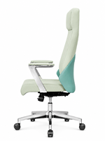Chaise de bureau de direction moderne à dossier haut, ergonomique, en cuir PU, pivotante, avec base en aluminium et accoudoirs rembourrés réglables