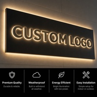 Lettres en relief 3D rétroéclairées personnalisées avec éclairage halo en acier inoxydable, enseigne LED pour la façade de votre entreprise, enseigne murale LED