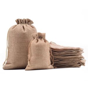 Bolsa de yute natural al por mayor con cordón para regalos navideños, bolsa de yute para cuidado corporal - Product Image 5