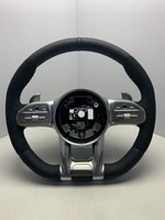 Volant en cuir noir et fibre de carbone forgée pour Mercedes-Benz W204 W205 W211 W213 W212 W222 EQA E550 G63 C63 AMG GThite