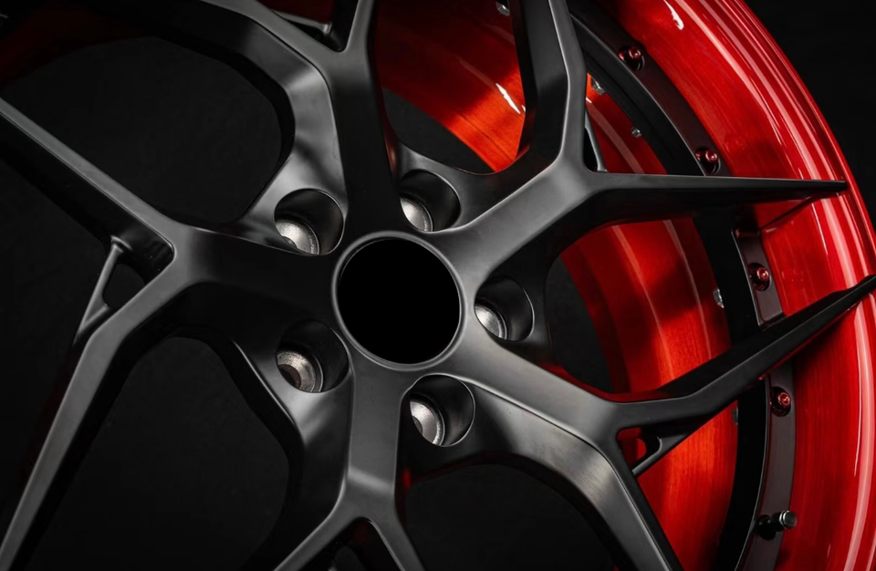 2 Piece Candy Red Lip Concave Deep Dish Forged Wheels 22 Inch Passenger ...
