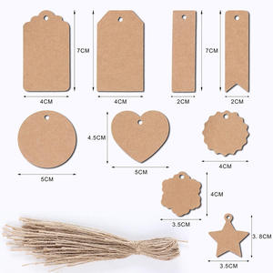 Etiquetas de papel kraft con cordón, etiquetas colgantes en blanco de formas variadas para empaquetado de regalos, etiquetas para ropa - Product Image 3