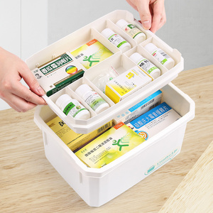 4.6L Logo personnalisé 2 niveaux Organisateur de rangement de médicaments ménagers Boîte de rangement de premiers soins en plastique - Product Image 2