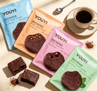 Sachet alimentaire personnalisé imprimé thermoscellable pour biscuits, scellage 3 côtés, emballage plastique avec encoche facile à déchirer pour bonbons, pain et snacks