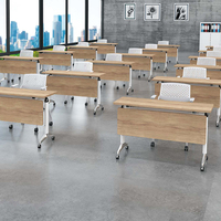 Table de conférence et de formation pliante en bois moderne LIWEI avec plateau en MFC de 25 mm d'épaisseur, installation facile